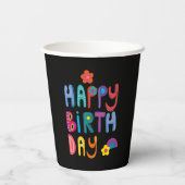 Happy Birthday Colorful Pappbecher (Rückseite)