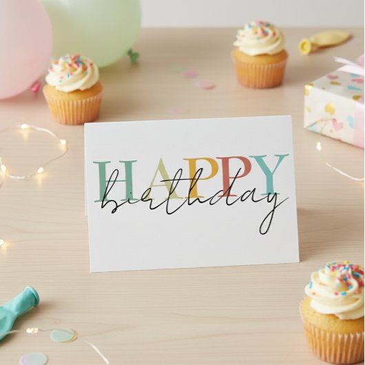 Happy Birthday Colorful Simple Karte
