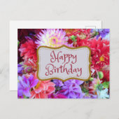 Happy Birthday Colorful Vibranly Dahlia Blume Postkarte (Vorne/Hinten)