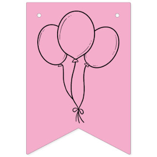 Happy Birthday Coloring Banner Balloons, Hut, Kuch
