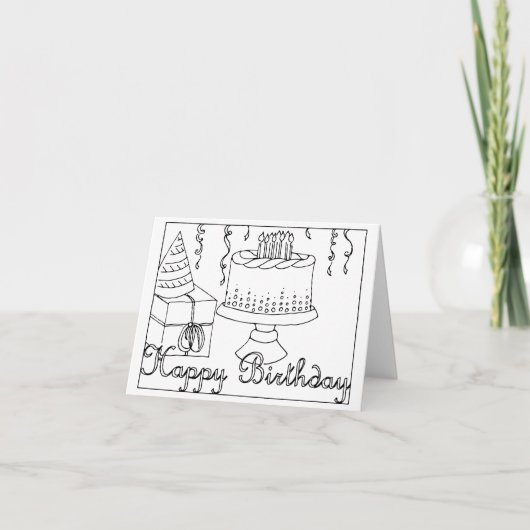 Happy Birthday Coloring Card Karte (Vorderseite)