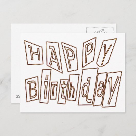 Happy Birthday Coloring Plate Postcard Postkarte (Vorne/Hinten)