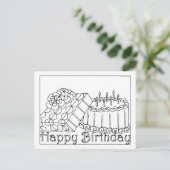 Happy Birthday Coloring Postcard Postkarte (Stehend Vorderseite)
