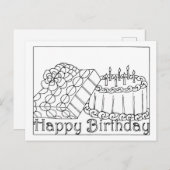 Happy Birthday Coloring Postcard Postkarte (Vorne/Hinten)