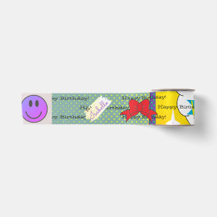 Happy Birthday Comic Book Look Satin Ribbon HAMbWG Satinband