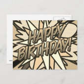 HAPPY BIRTHDAY Comic Book Pop Art Vintage Postkarte (Vorne/Hinten)