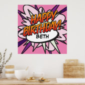HAPPY BIRTHDAY Comic Pop Rosa Poster (Küche)