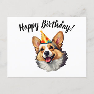 Happy Birthday cone Corgi Postkarte