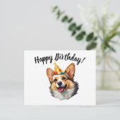 Happy Birthday cone Corgi Postkarte (Stehend Vorderseite)