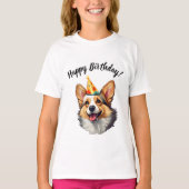 Happy Birthday cone Corgi T-Shirt (Vorderseite)