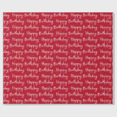 Happy Birthday Confetti auf Rot Geschenkpapier (Flach)