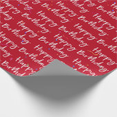 Happy Birthday Confetti auf Rot Geschenkpapier (Ecke)