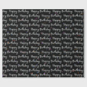 Happy Birthday Confetti auf schwarz Geschenkpapier (Flach)