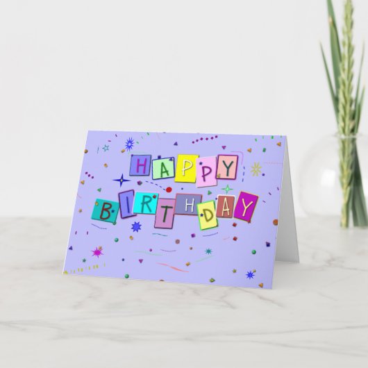 Happy Birthday Confetti Karte (Vorderseite)