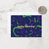 Happy Birthday Confetti Mitteilungskarte (Vorderseite/Rückseite Beispiel)