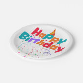 Happy Birthday Confetti Pappteller (Schrägansicht)
