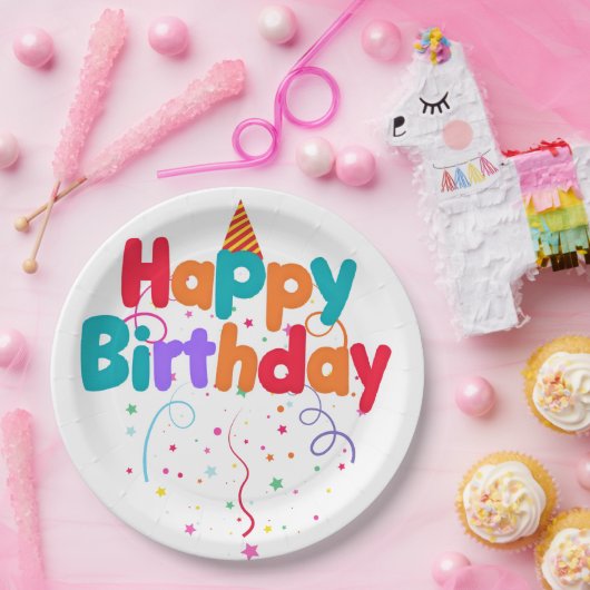Happy Birthday Confetti Pappteller (Party)