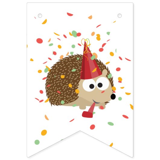 Happy Birthday Confetti Party Igel Wimpelkette (Erste Fahne)