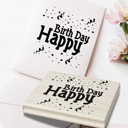 Happy Birthday Confetti Rubber Briefmarke Gummistempel