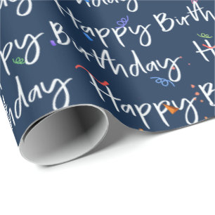 Happy Birthday Confetti über das Papier zum Wrappi Geschenkpapier