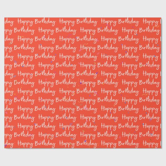 Happy Birthday Confetti zu Orange Geschenkpapier (Flach)