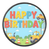 Happy birthday construction builder theme eishockey puck (Vorderseite)