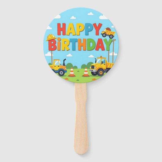 Happy birthday construction builder theme fächer (Vorderseite)