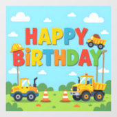 Happy birthday construction builder theme fensteraufkleber (Blatt)