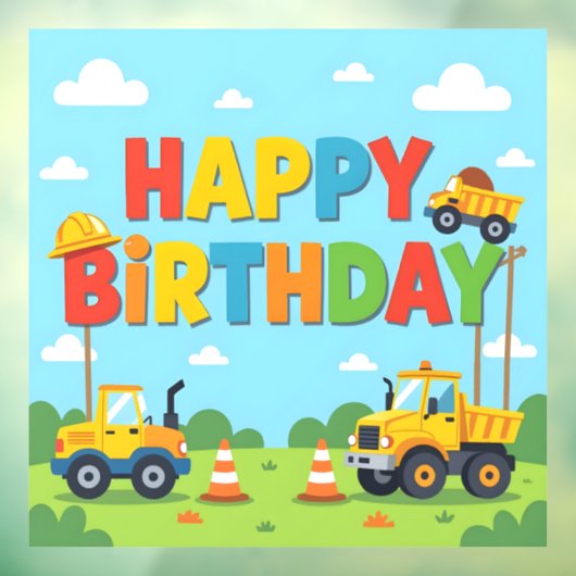 Happy birthday construction builder theme fensteraufkleber (Blatt 3)