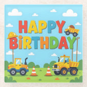 Happy birthday construction builder theme glasuntersetzer (Vorderseite)