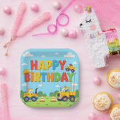 Happy birthday construction builder theme pappteller (Party)