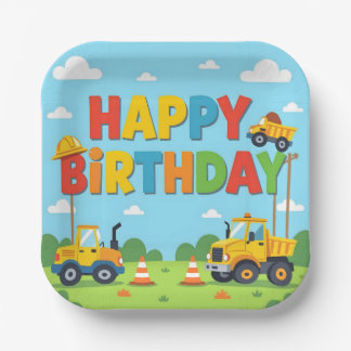 Happy birthday construction builder theme pappteller