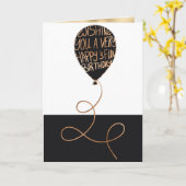 Happy Birthday Cool Black Balloon Gold Typografie Karte (Gelbe Blume)