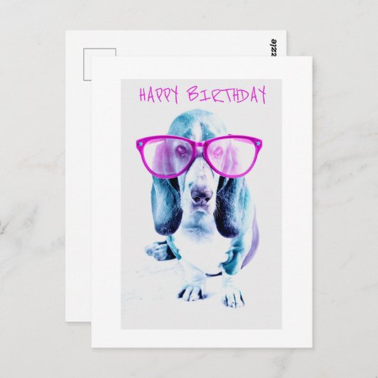 Happy Birthday Cool Doggy Card Postkarte (Vorne/Hinten)