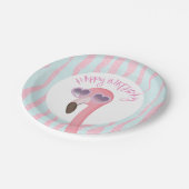 Happy Birthday Cool Flamingo Pappteller (Schrägansicht)