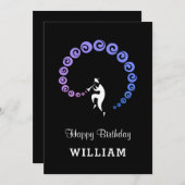 Happy Birthday Cool Jazz Musiker Blue Lilac Card (Vorne/Hinten)