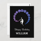 Happy Birthday Cool Jazz Musiker Blue Lilac Postkarte (Vorne/Hinten)