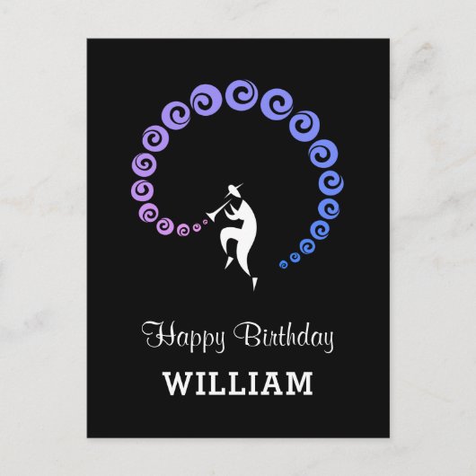 Happy Birthday Cool Jazz Musiker Blue Lilac Postkarte (Vorderseite)