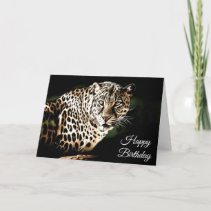 Happy Birthday Cool Leopard Blank Card Karte