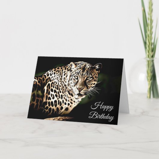 Happy Birthday Cool Leopard Blank Card Karte (Vorderseite)