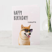 Happy Birthday Cool Shiba Inu Card Karte (Vorderseite)