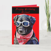 Happy Birthday Cool Typ Black Lab Hundkarte Karte (Vorderseite)