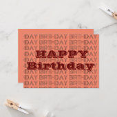 Happy BIrthday Coral und Brown geometrischen Muste Karte (Vorderseite/Rückseite Beispiel)