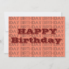 Happy BIrthday Coral und Brown geometrischen Muste Karte