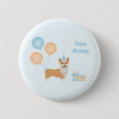 Happy Birthday Corgi Dog Button (Vorderseite)