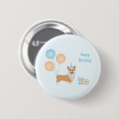 Happy Birthday Corgi Dog Button (Vorne & Hinten)