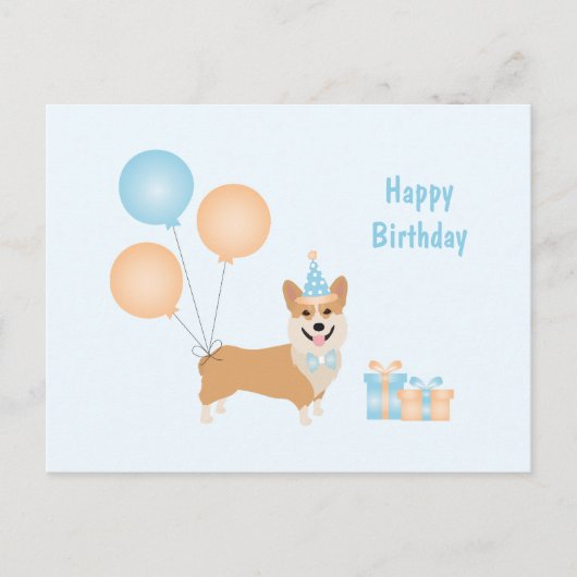 Happy Birthday Corgi Dog Postkarte (Vorderseite)