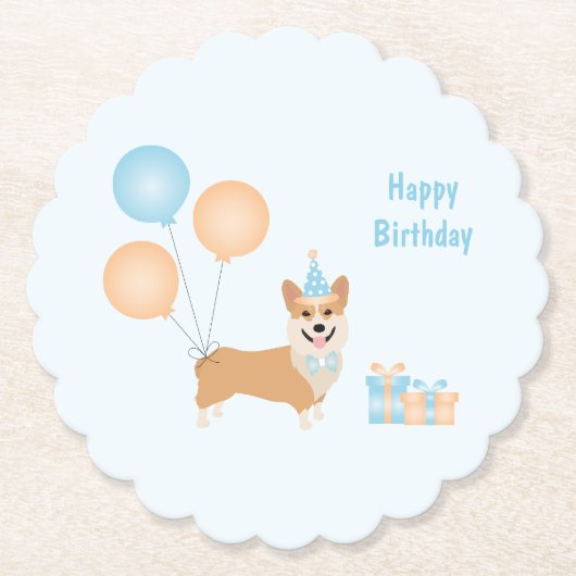 Happy Birthday Corgi Dog Untersetzer (Vorderseite)