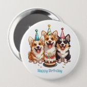 Happy Birthday Corgi Dogs Button (Vorne & Hinten)