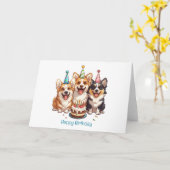 Happy Birthday Corgi Dogs Karte (Gelbe Blume)